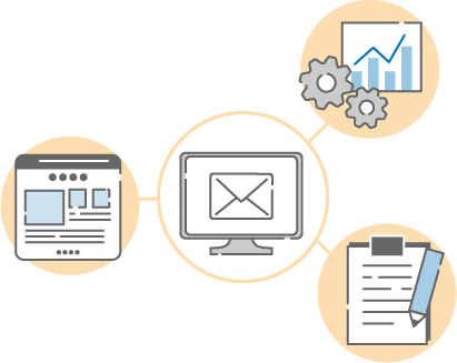 メールマガジン記事の企画から配信計画、執筆、分析まで対応可能！ イラスト